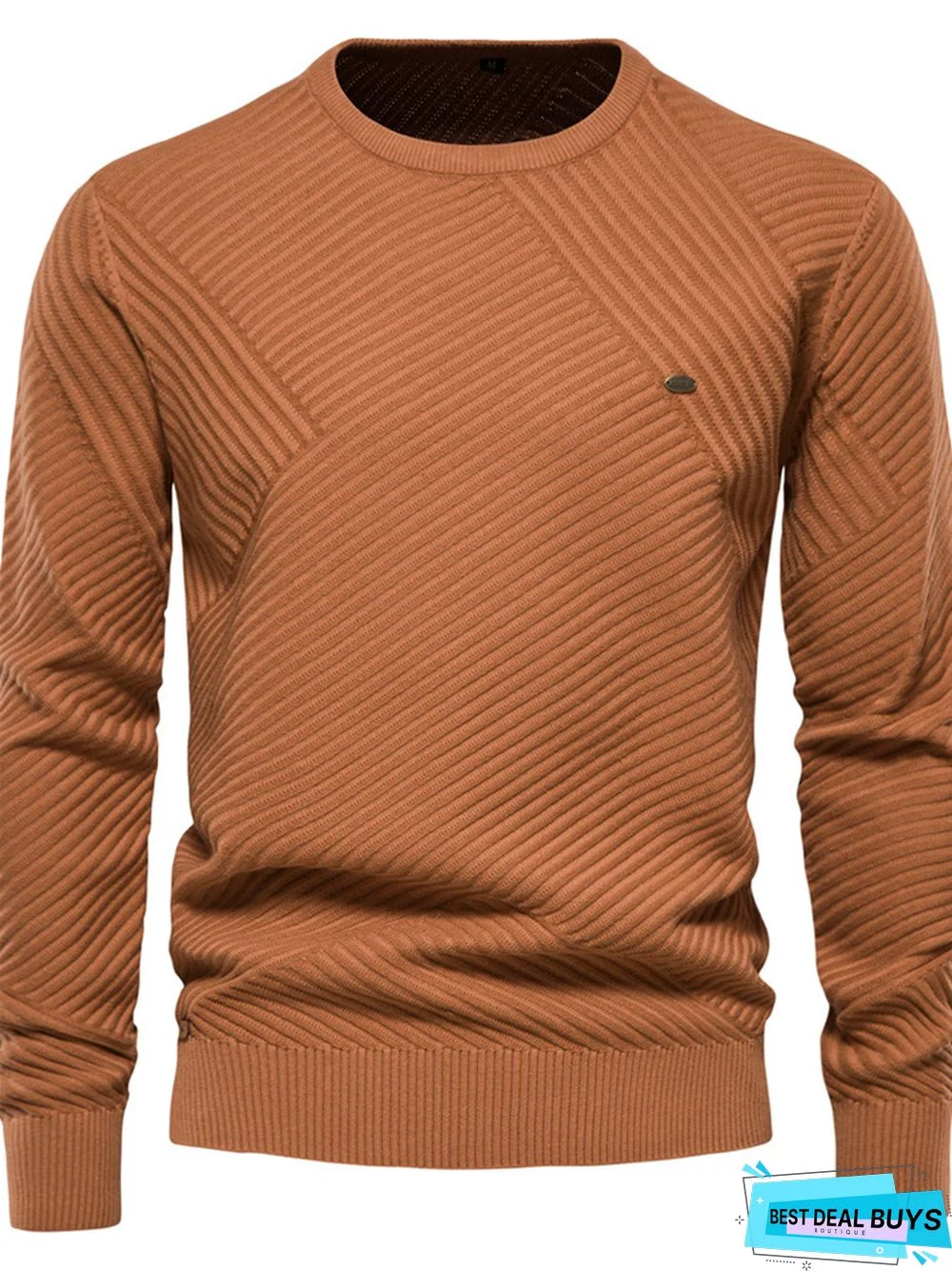 Men's Crewneck Solid Color Pullover Knit Sweater