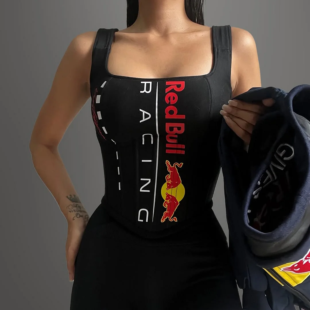 Women's Racing Print Suit Suspenders + Jacket Sexy Racing Girl Suit