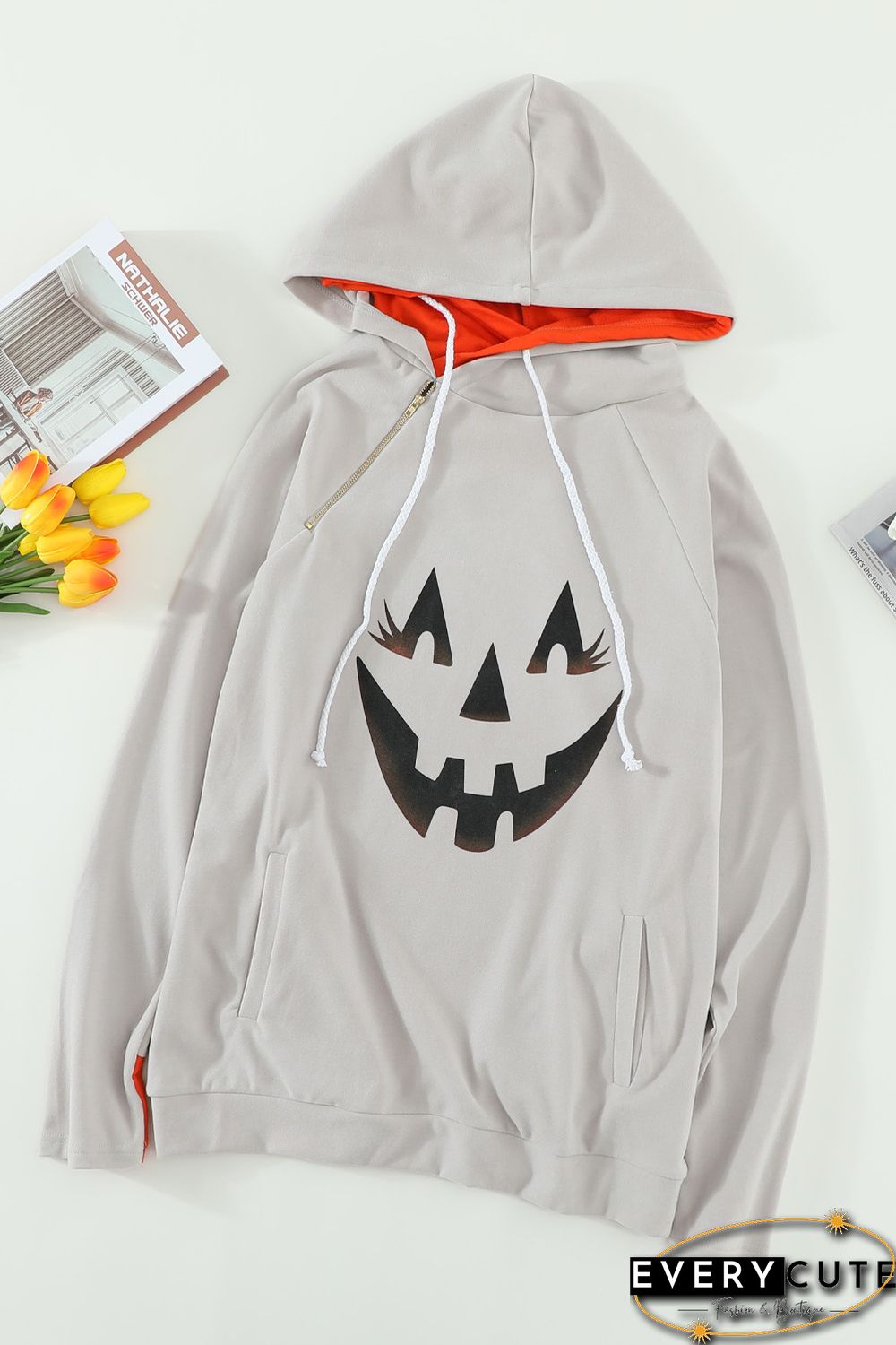 Halloween Pumpkin Gray HoodieHalloween Pumpkin Gray Hoodie