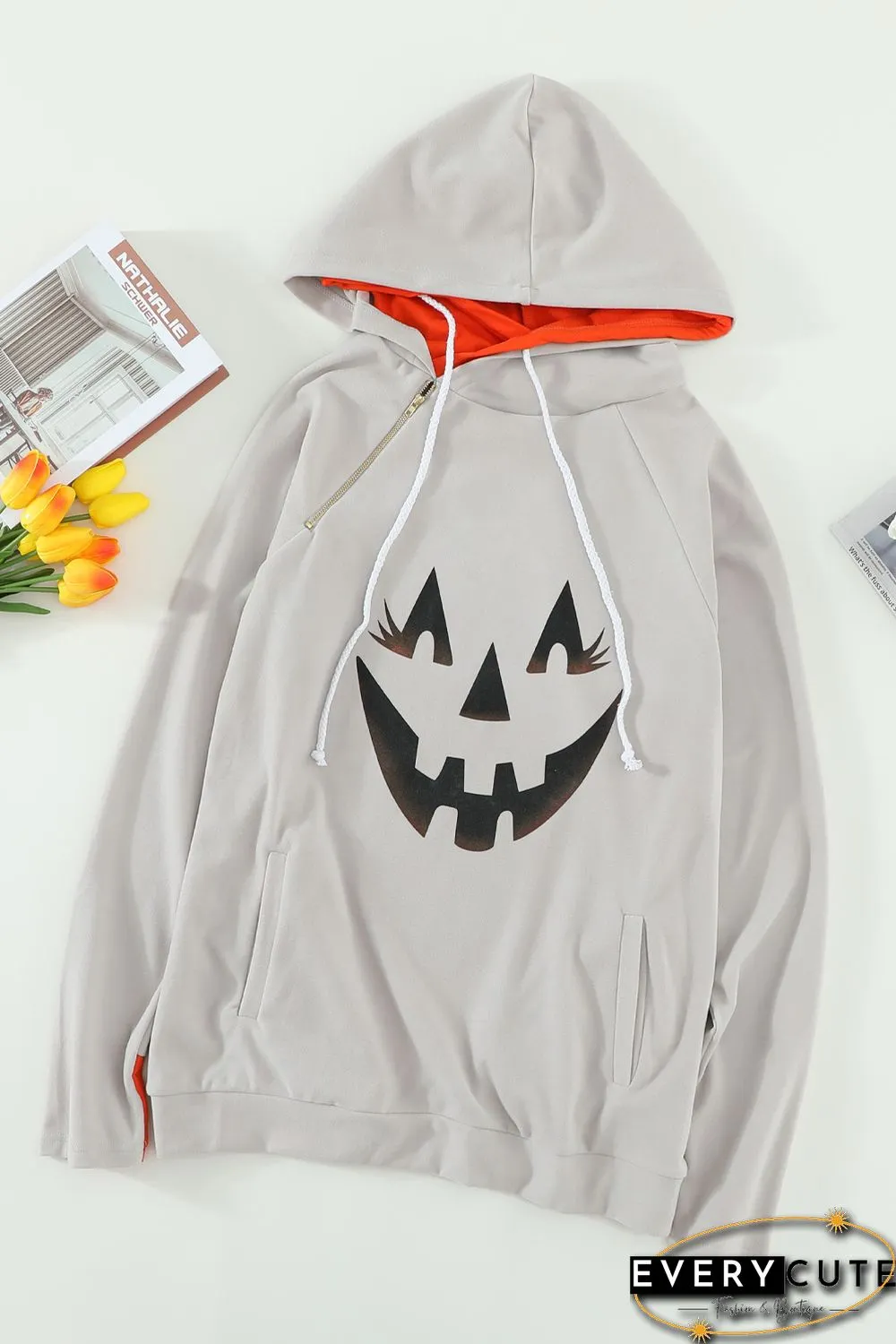 Halloween Pumpkin Gray HoodieHalloween Pumpkin Gray Hoodie