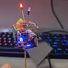 Handmade Cyberpunk Satellite Desk Clock with Wi-Fi Display