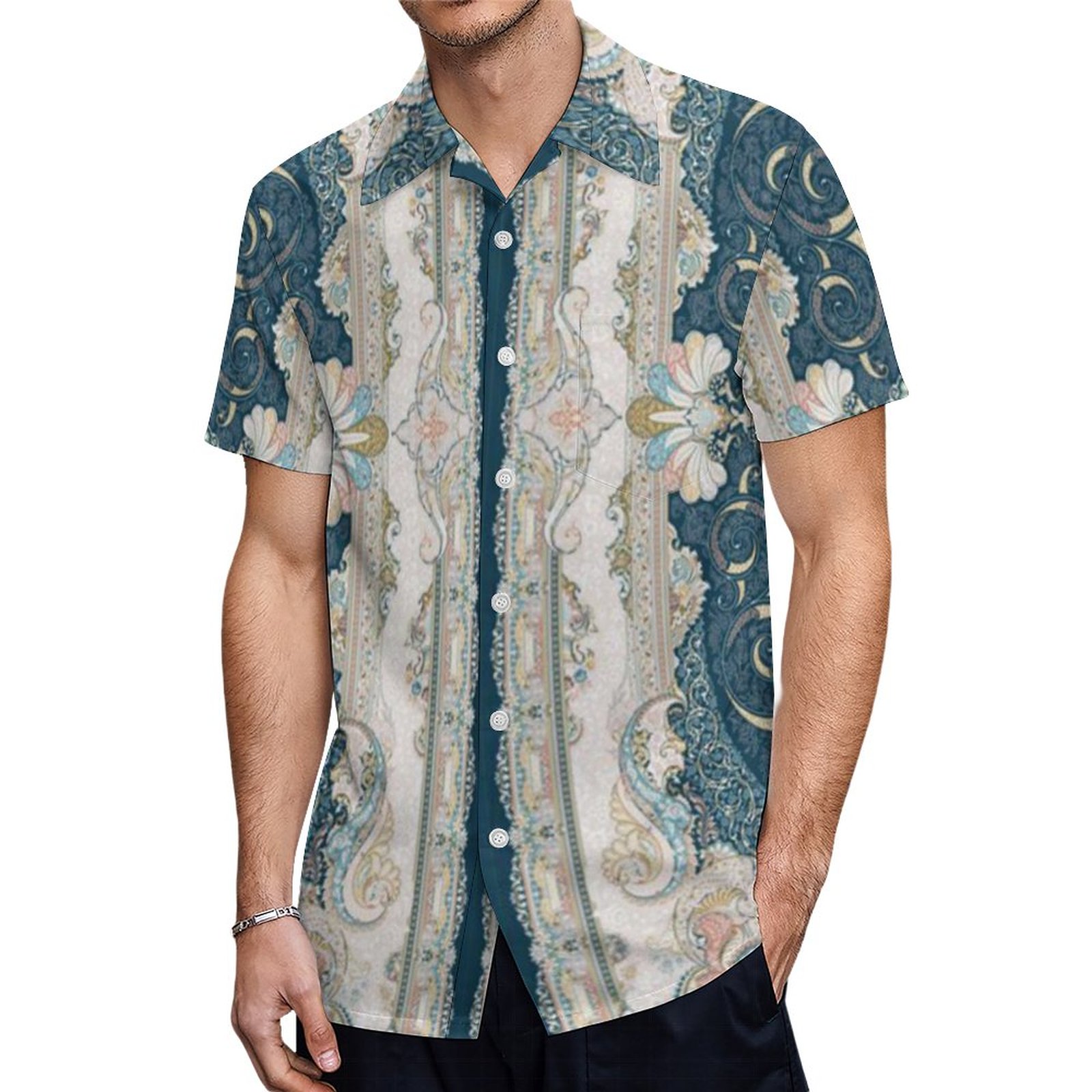 Antique Turkish Persian Carpet Rug Hawaiian Shirt Mens Button Down Plus Size Tropical Hawaii Beach Shirts