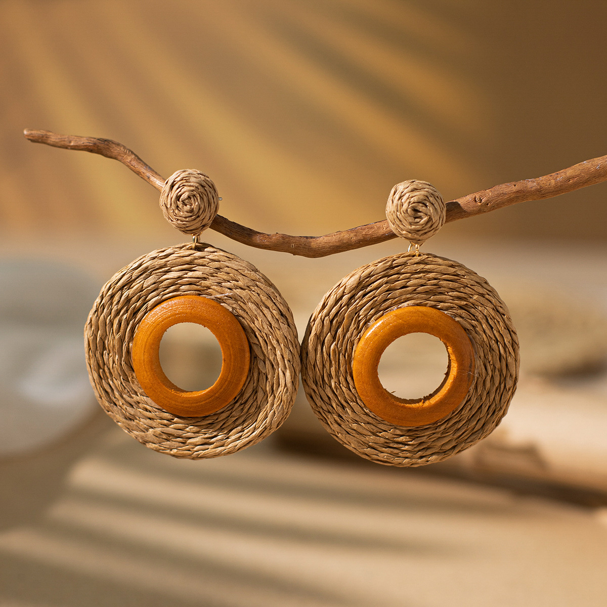 Women's Holiday Bohemian Style Raffia Hand-woven Earrings