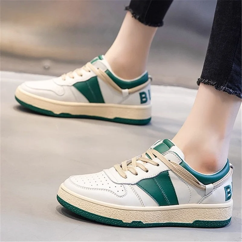 Meotina Genuine Leather Women Shoes Flats Platform Shoes Round Toe Lace Up Causal Shoes Female  Winter Autumn Green Blue 44