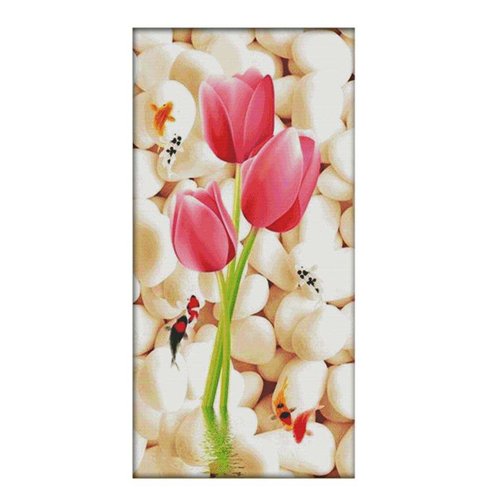 

Flower - 14CT Stamped Cross Stitch - 141x74cm (Big Size), 501 Original