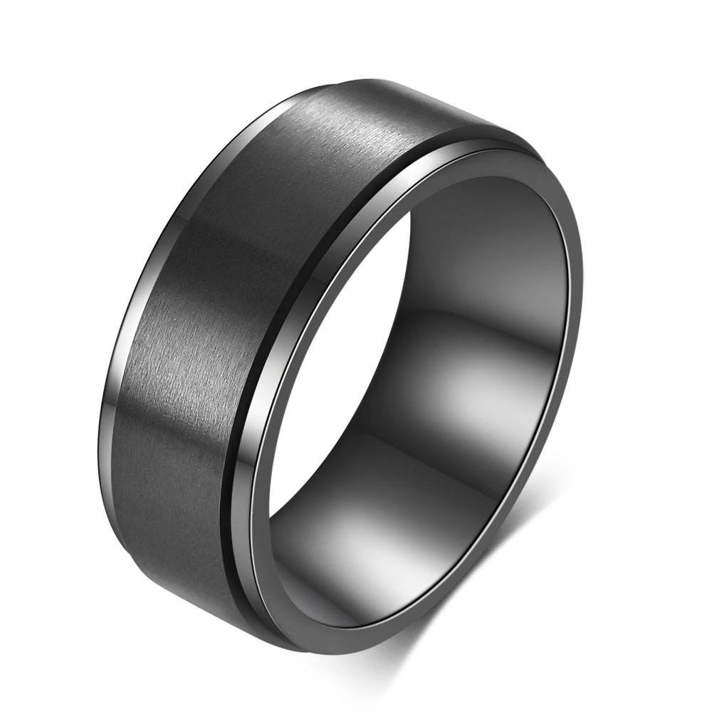 8mm Spinner Ring for Men Stress Release Bague Acier Inoxydable Stainless Steel Wedding Band Casual Sport Jewelry Anel Masculino