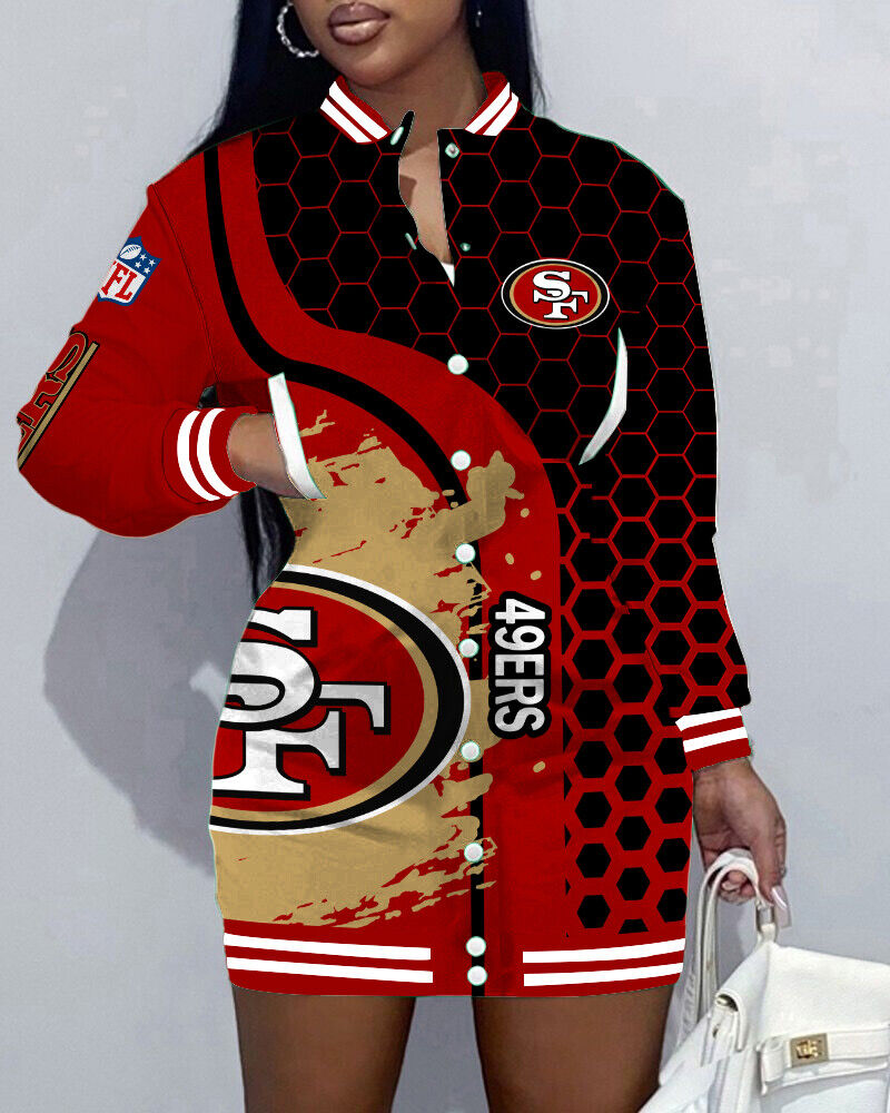 San Francisco 49ers Limited Edition Button Down Long Sleeve Jacket Dress