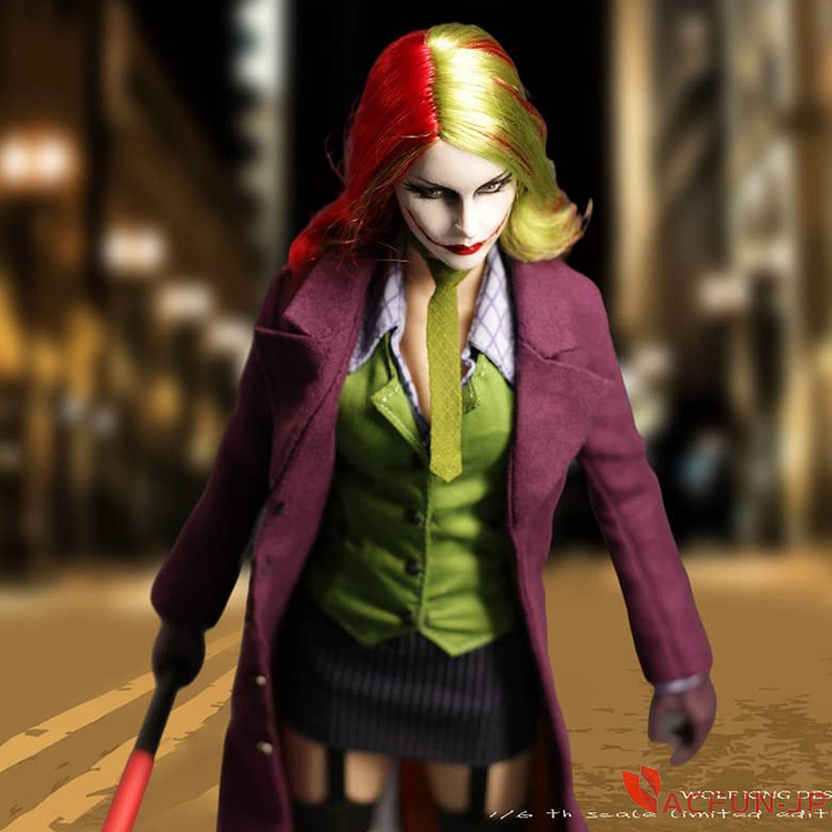 WOLFKING WK-89026A 1/6 映画 アニメ ゲーム キャラクター モデル Female Joker アクションフィギュア 素体 ヘッド 交換手 コート ネクタイ 服装 アクセサリー 道具 武器 支柱 フルセット