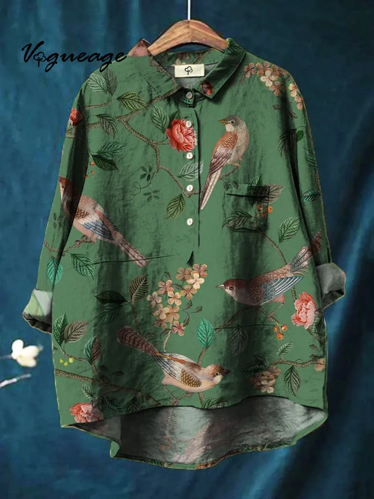 Colorful Watercolor Daisy Print Cotton And Linen Shirt