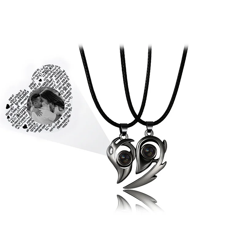 Kettenmachen Personalisierte Foto 100 Sprachen Ich Liebe Dich Projektion Halskette Magnetische Herzförmige Halskette Geschenk für Liebe Paar Halsketten