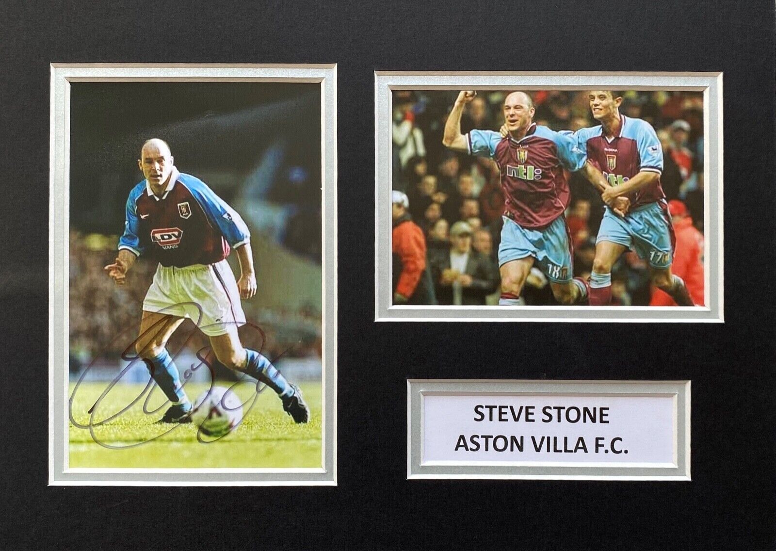 STEVE STONE HAND SIGNED A4 Photo Poster painting MOUNT DISPLAY ASTON VILLA AUTOGRAPH 1