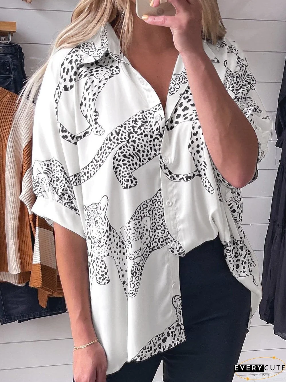 Relaxed Fit Leopard Print Shirt