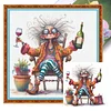 Lady Drinking Red Wine-11CT Stamped Cross Stitch 40*40cm/15.75*15.75in