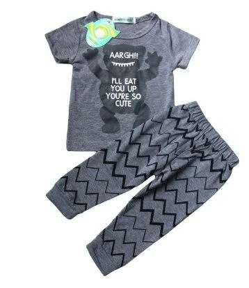 2020 Fashion 1-4 Year Old Boys And Girls Summer Suit Cute Dinosaur Short Sleeve Cotton T-Shirt Overalls 2Pcs Casual Sports Set