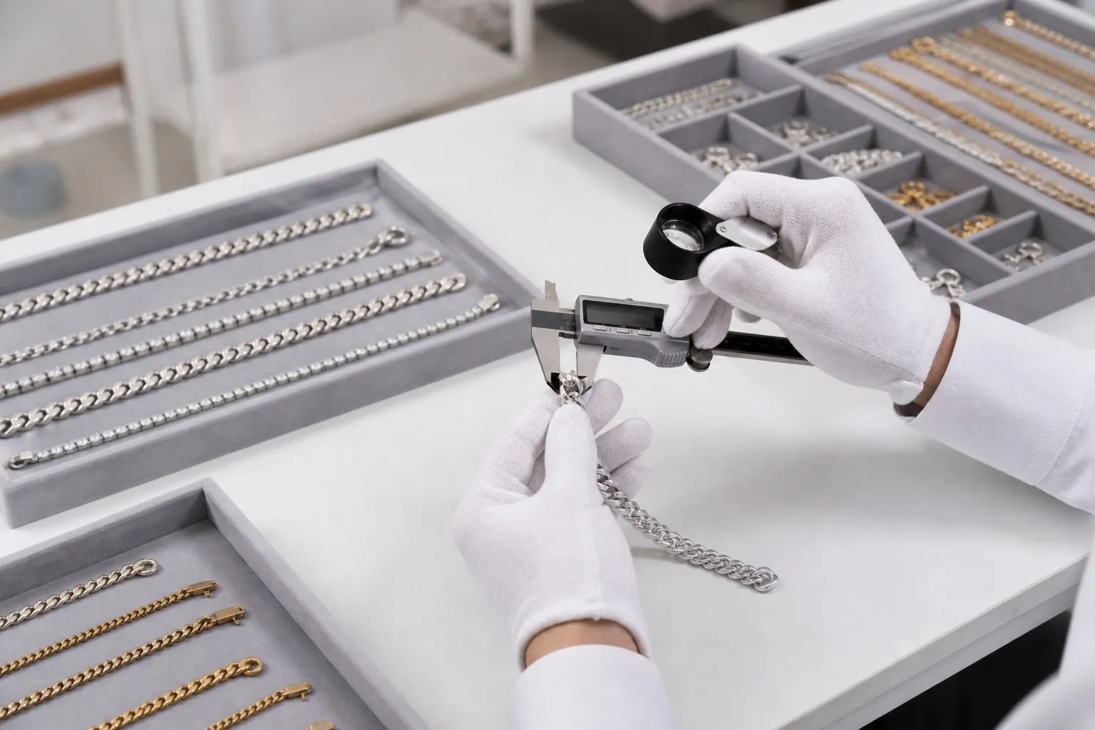 Jewelry quality control inspection at the LEKANI supply chain team