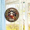 (US Only)2D Flat DIY Cow Flowers Diamond Art Pendant Window Hanging Art for Home Decor