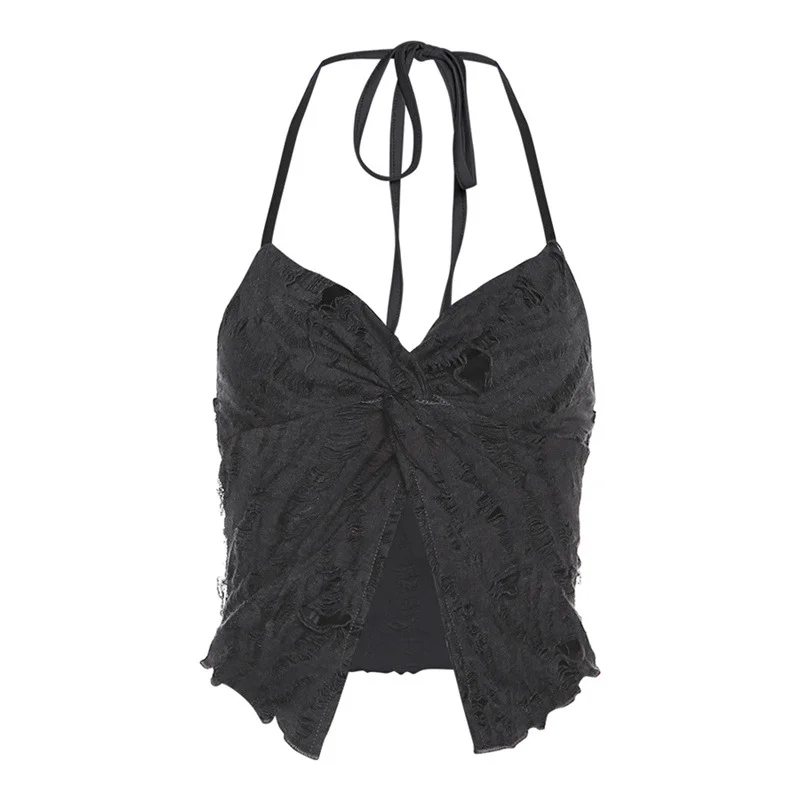 Uveng 2023 Summer New Women's Clothing Pure Color Sexy Fashion Hanging Neck Strap Bare Back Small Vest Woman