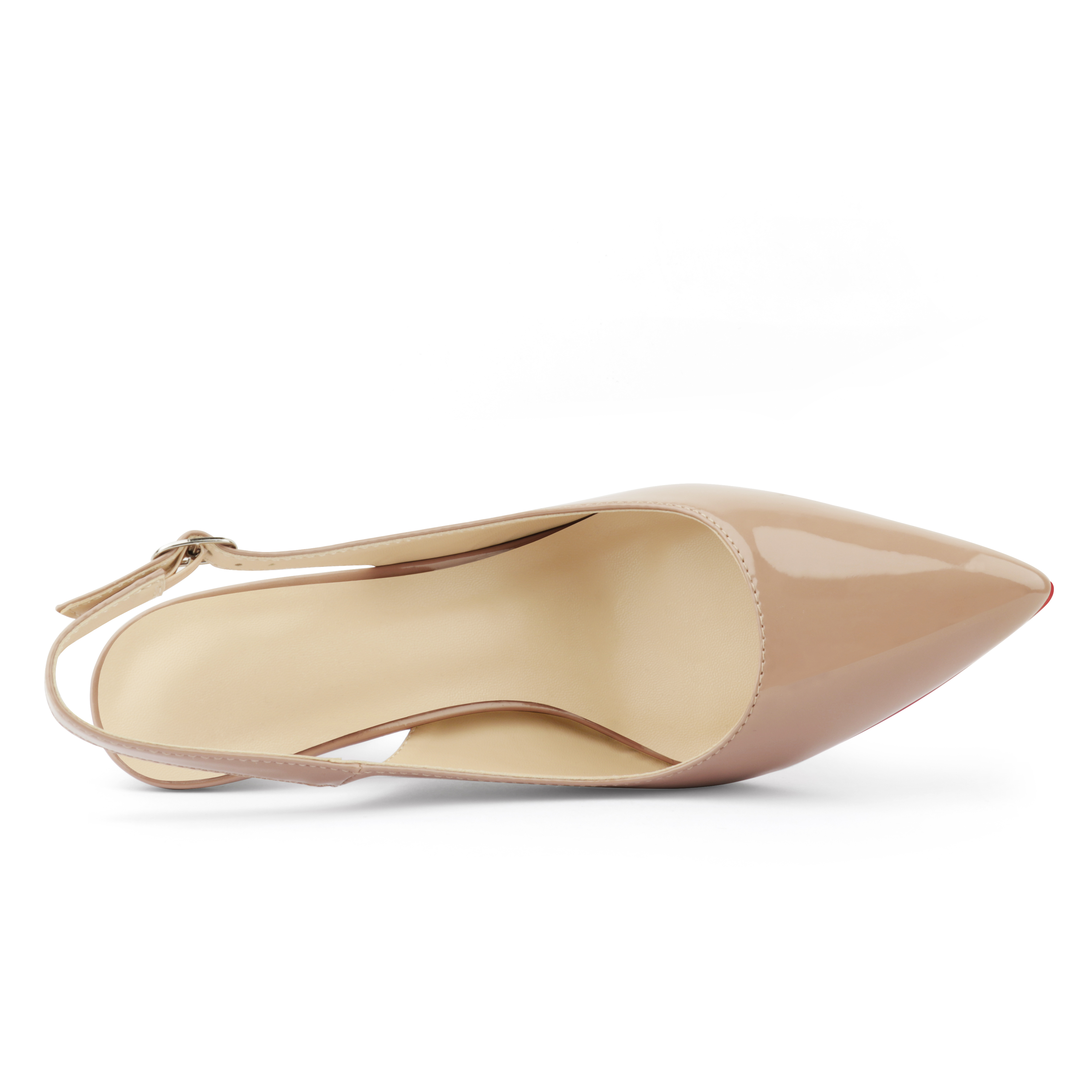 90mm Mid Heels for Women Slingback Pumps Sandals Pointed Toe Pumps Red Bottoms Shoes-MERUMOTE