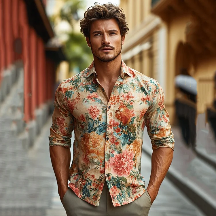 Simpfit Herren Vintage Orientalische Kunst Aquarell Urlaub Shirt