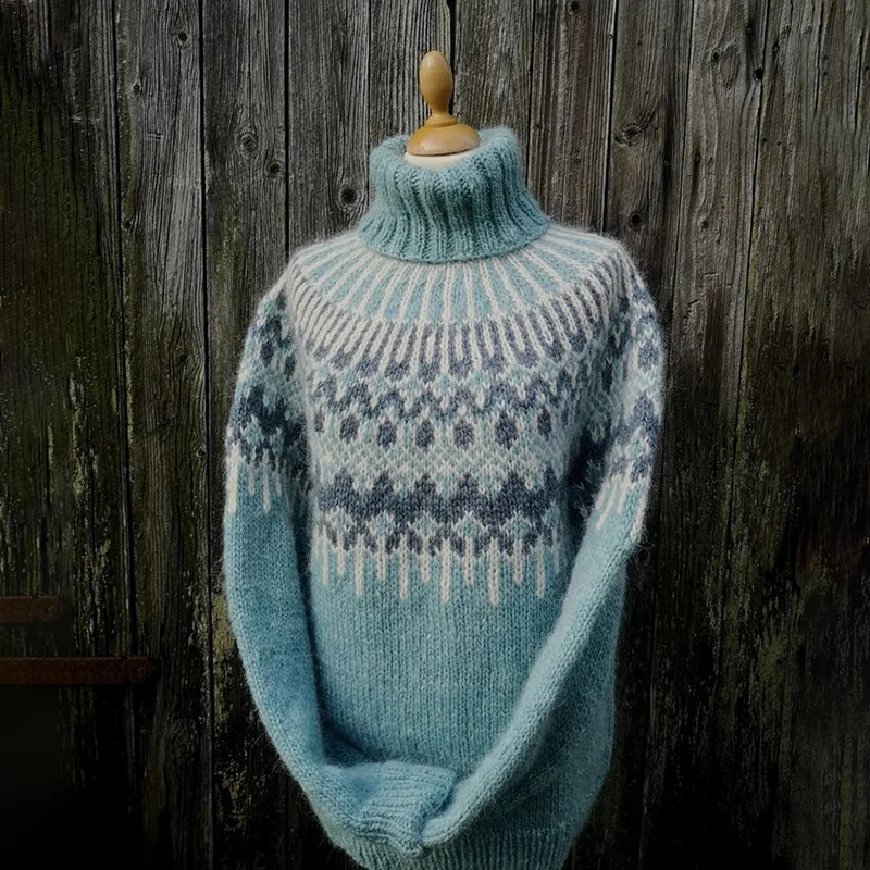 Vintage Fairman Island Feather Turtleneck Sweater