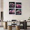 4pcs Diamond Painting -DIY Round Drill Pink Roadster