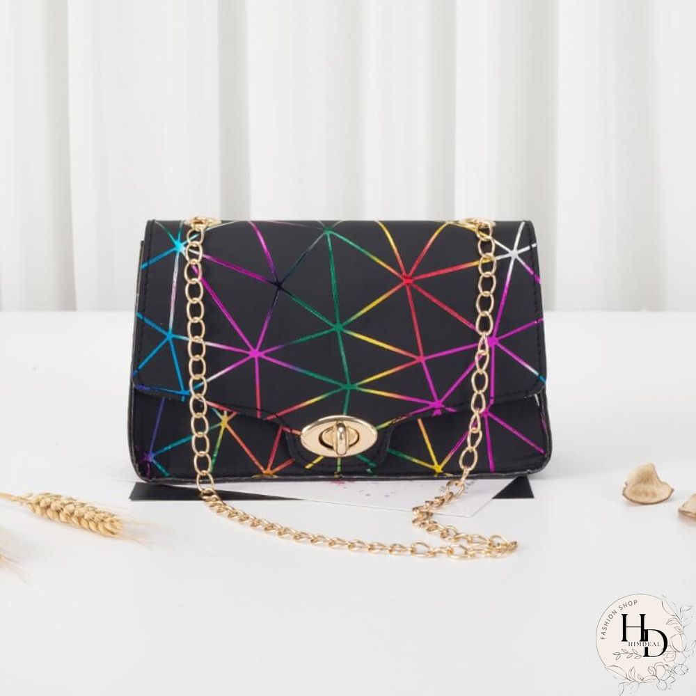 Red Fashion Casual Geometric Print Crossbody Bag