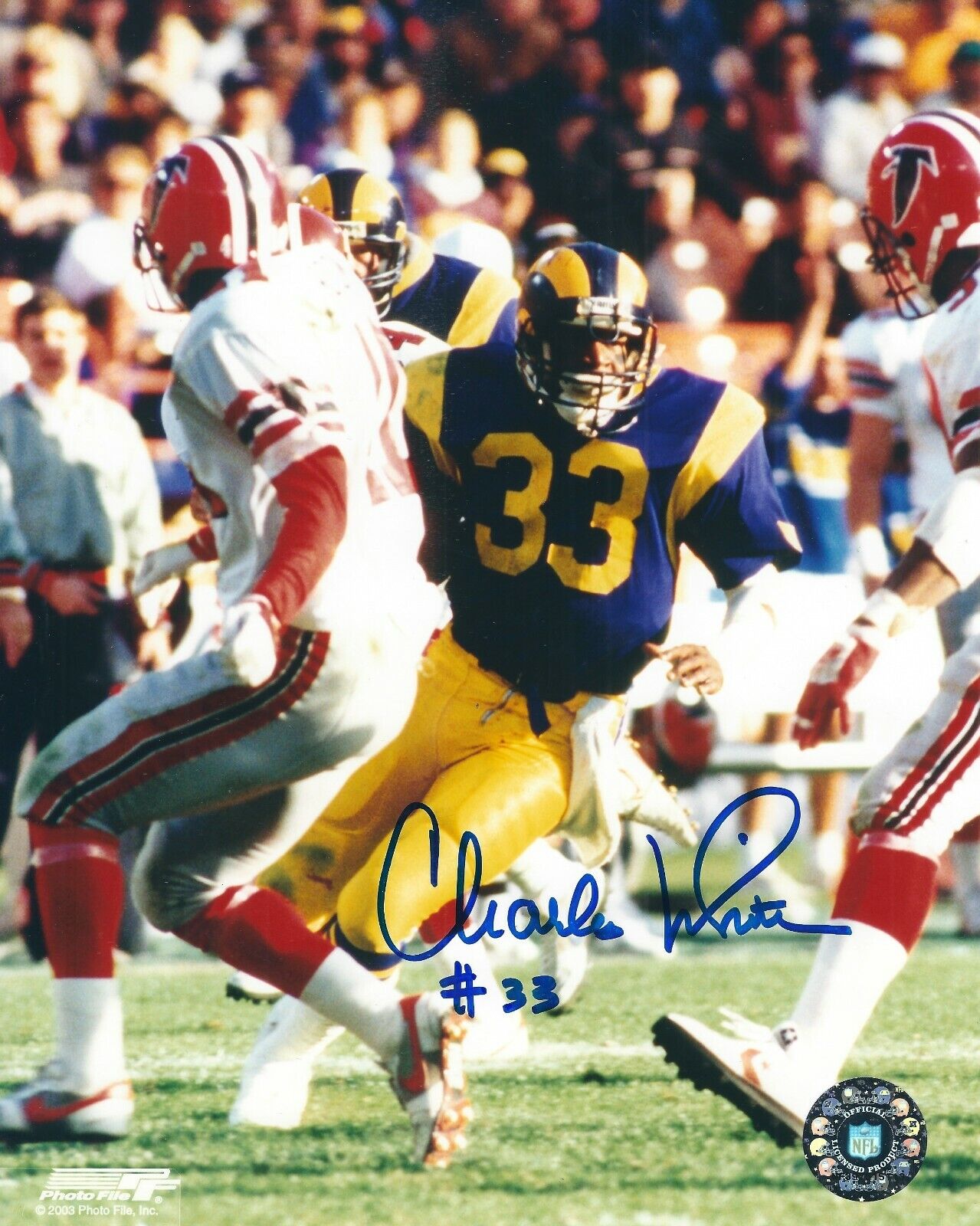 Signed 8x10 CHARLES WHITE Los Angeles Rams Autographed Photo Poster painting - w/ COA