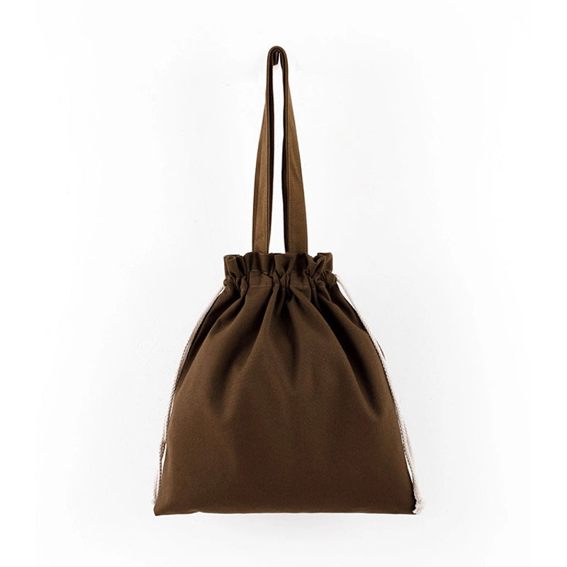 Unisex Medium Canvas Solid Color Classic Style Square String Canvas Bag