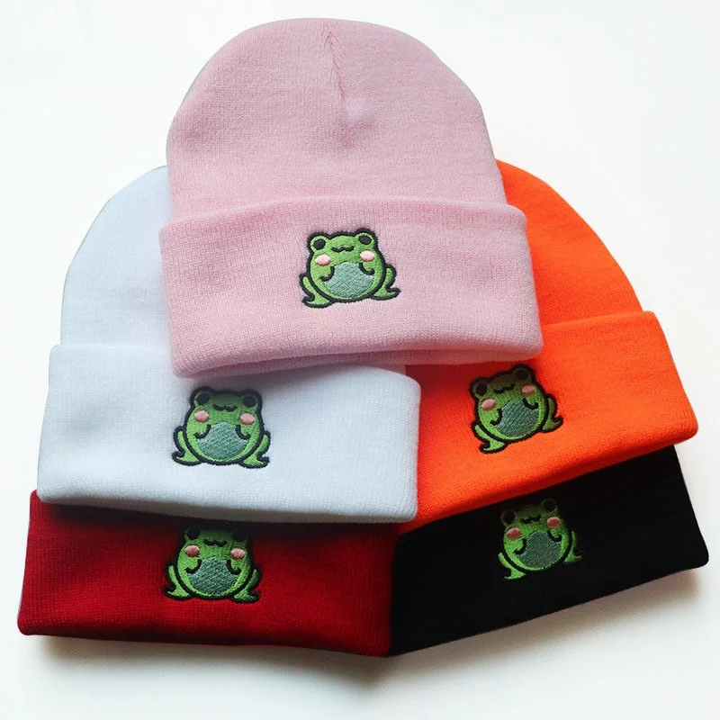 Kawaii Cartoon Frog Hip-Hop Warm Knitted Hat BE616