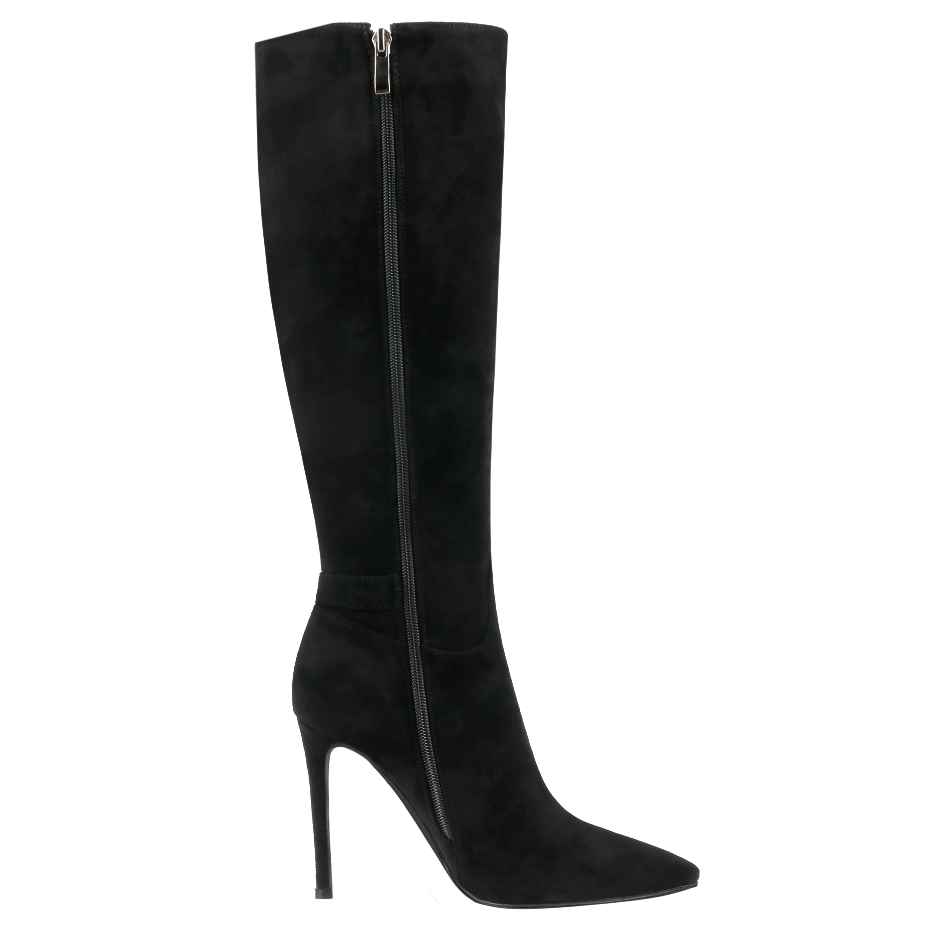 100mm Fashion Zipper Leather High Heels Knee Boots-MERUMOTE