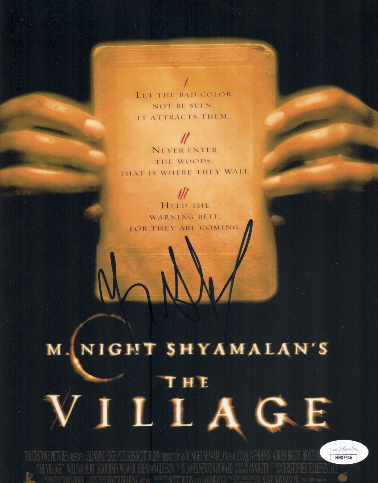 M. NIGHT SHYAMALAN Signed THE VILLAGE 8x10 Photo Poster painting Autograph JSA COA