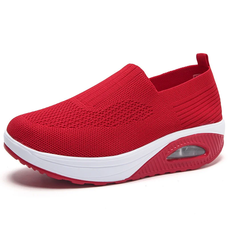 Yyvonne Rocking New Women's Shoes Thick-Soled Air Cushion Lazy Casual Sports Comfortable Shoes Breathable Soft-Soled Women's Shoes
