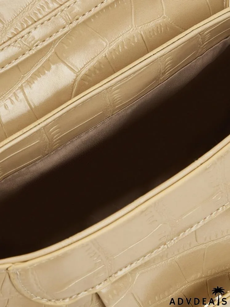 Croc Embossed Flap Satchel Bag