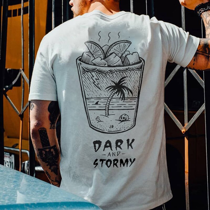 DARK AND STORMY printed loose T-shirt designer - Krazyskull