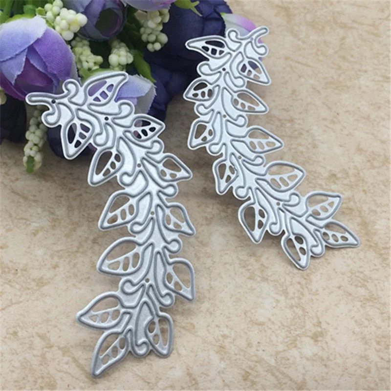 2pcs Symmetrical Leaves Metal Cutting Dies Stencil DIY Scrapbooking Album Decorative Embossing Folder Die Cutting Template