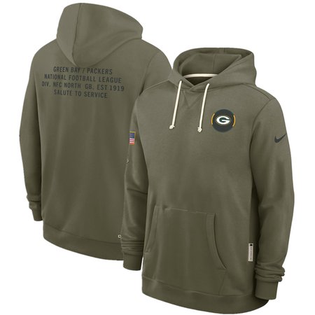Men's Green Bay Packers Olive 2025 Salute to Service Pullover Hoodie
