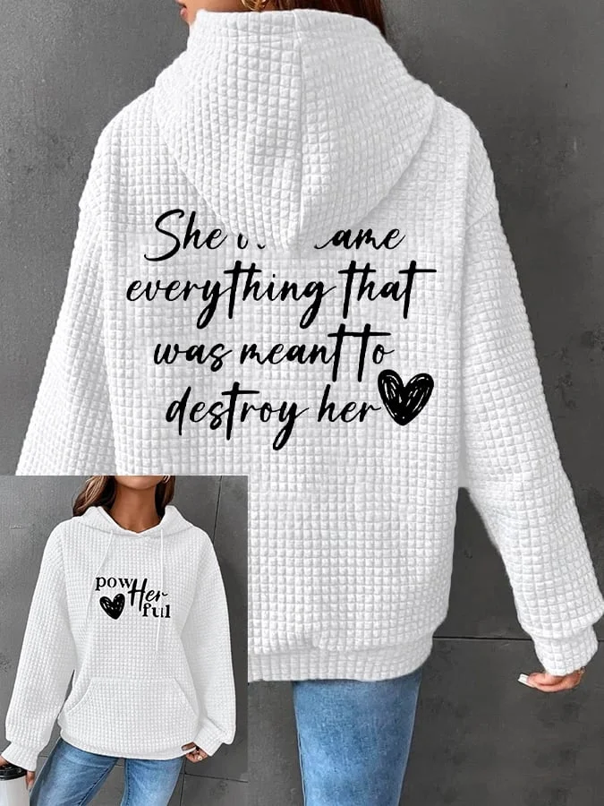 Women's She Overcame Everything That Was Meant To Destroy Her Casual Waffle Hoodie socialshop