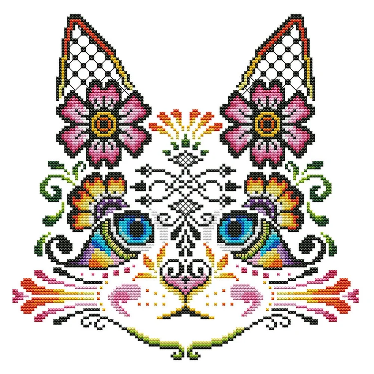Charming Cat 14CT Printed Cross Stitch Kits (30*30CM) fgoby