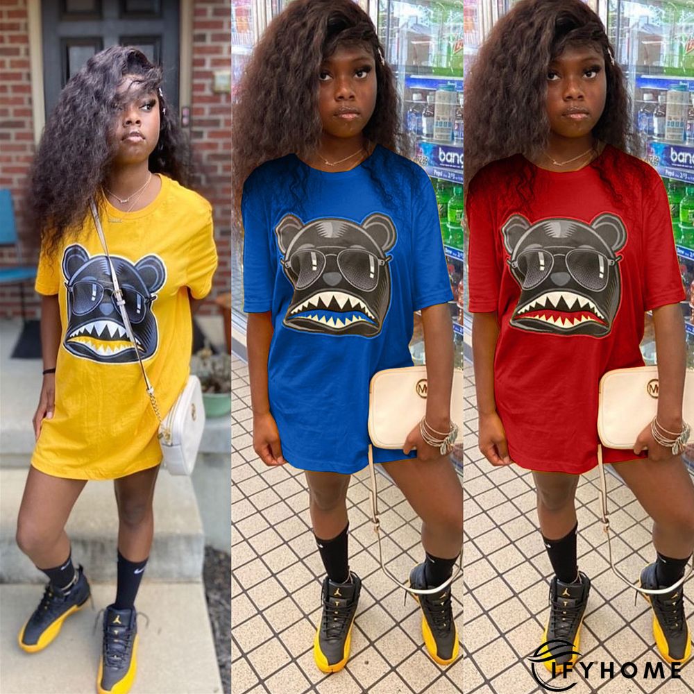 Fashion Personality Cartoon Print T-shirt Dress | IFYHOME