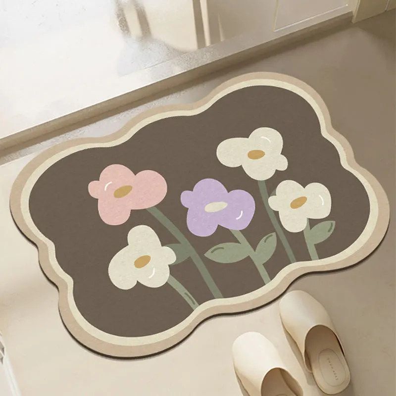 Super Absorbent Flower Non-Slip Mat for Bathroom