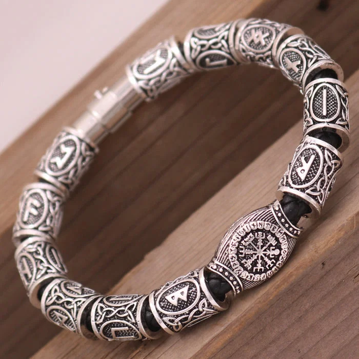 Coutureaura Odin's Runestone Bead Compass Vegvisir Bracelet