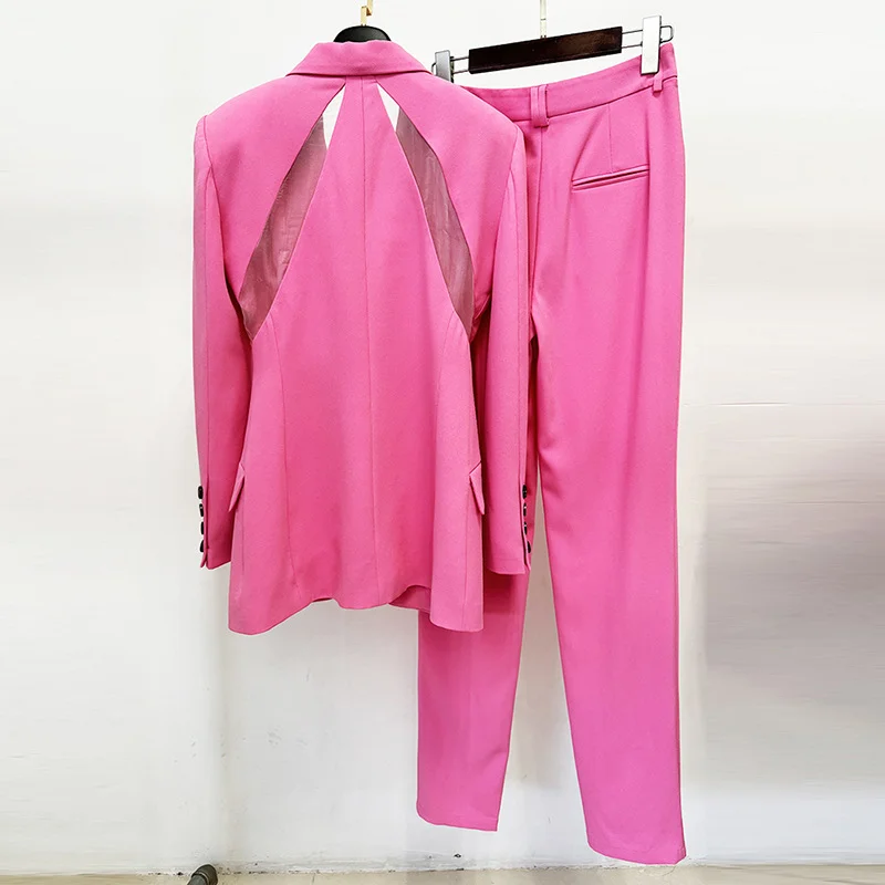 Nigikala Nigikala Star Fashion New Perspective Mesh Splicing Suit Jacket Trousers Suit Suit