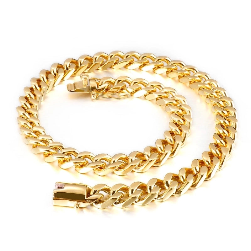 European And American Popular Encryption Dragon Head Buckle Cuban Link Chain Bracelet Stainless Steel Men's Jewelry Titanium Steel Four-side Grinding Necklace