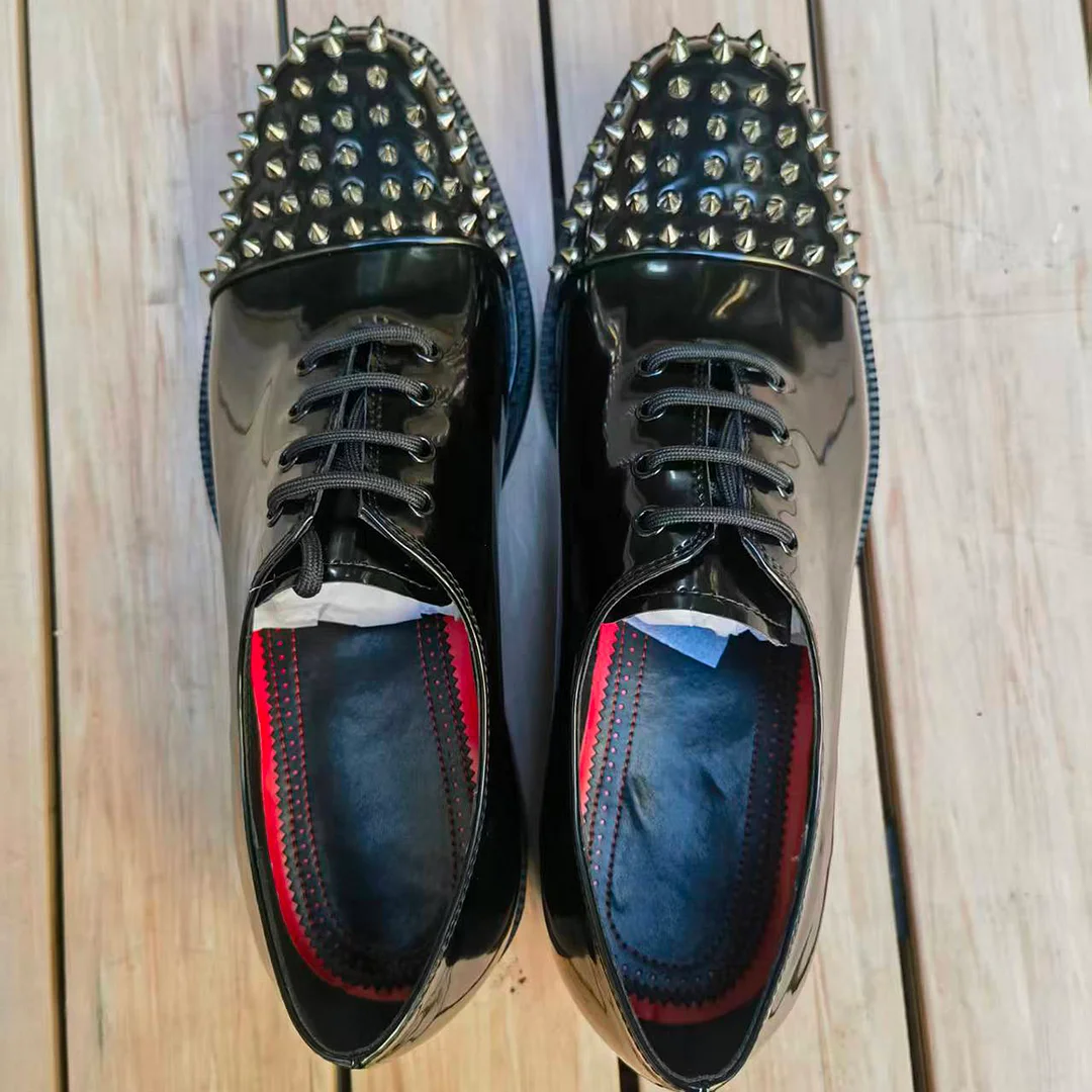 Merumote Gentleman's Oxford Shoes Red bottom Classic Formal Rivet Shoes-MERUMOTE