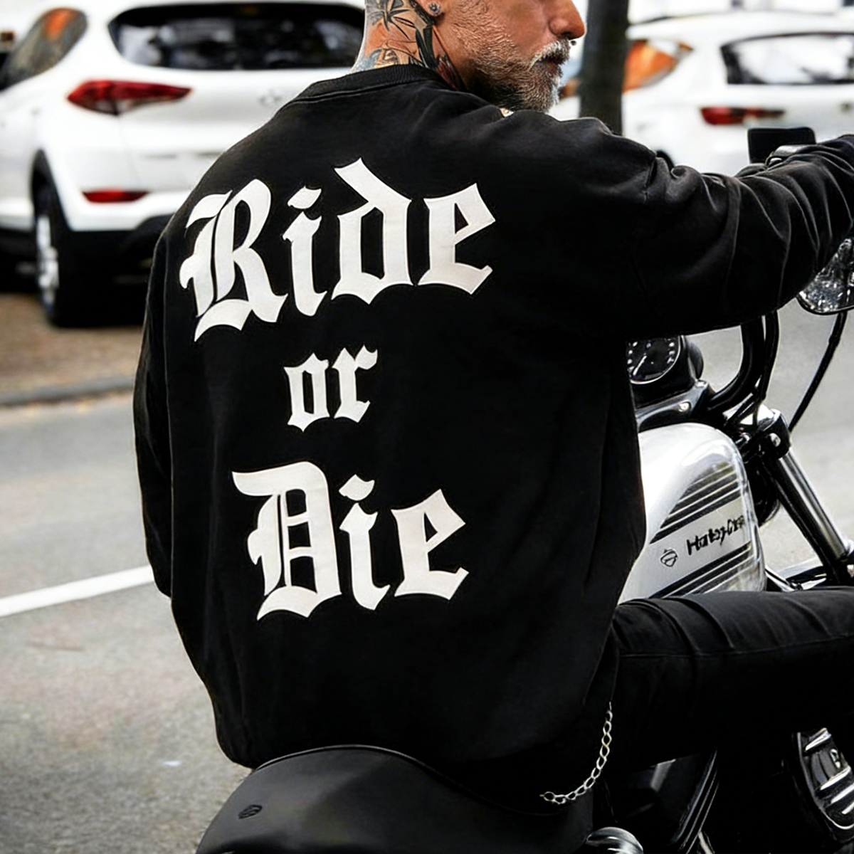 Luminous Letters Graphic Round Neck Cotton Sweatshirt