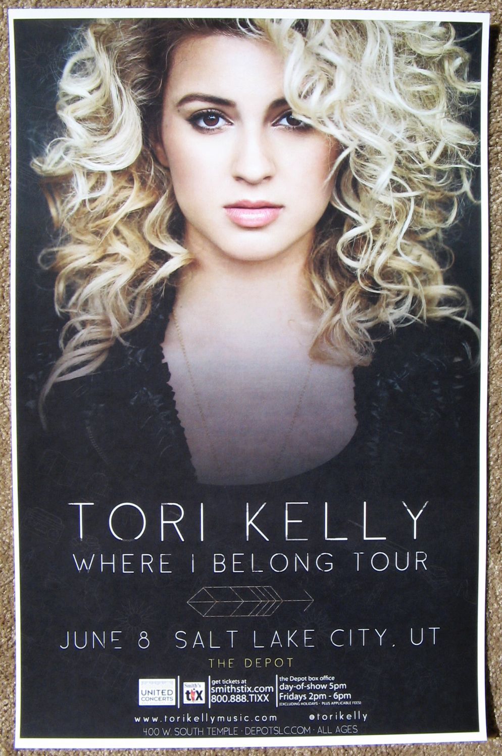 TORI KELLY 2015 Gig POSTER Salt Lake City Concert Utah