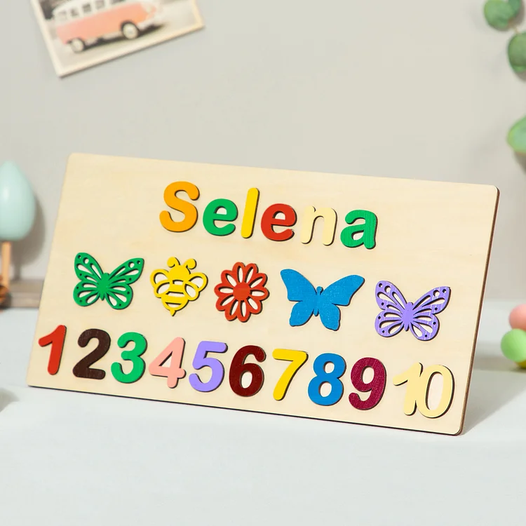 Personalized Name Pastel Puzzle Butterfly Bee Baby Early Learning Toys