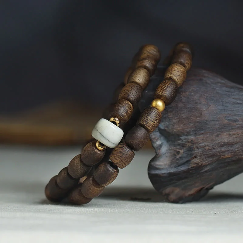Agarwood Tibetan Old Spirit Bone Balance Strength Double Wrap Bracelet