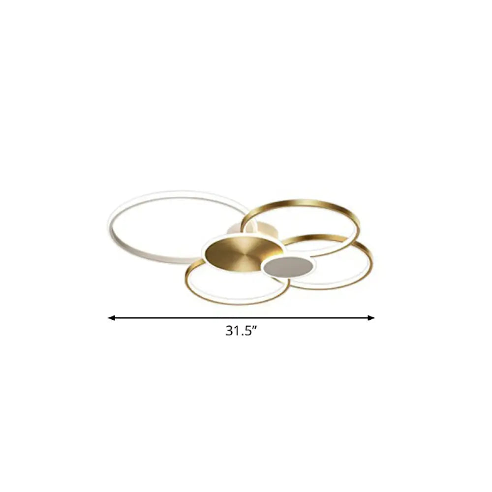 Modern Led Metal Flush Ceiling Light For Living Room - Circular Design Mounted Gold / 31.5&rsquo;
