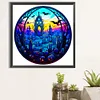 Diamond Painting -5D Full Round Drill Glass Halloween Cemetery(50*50 CM)